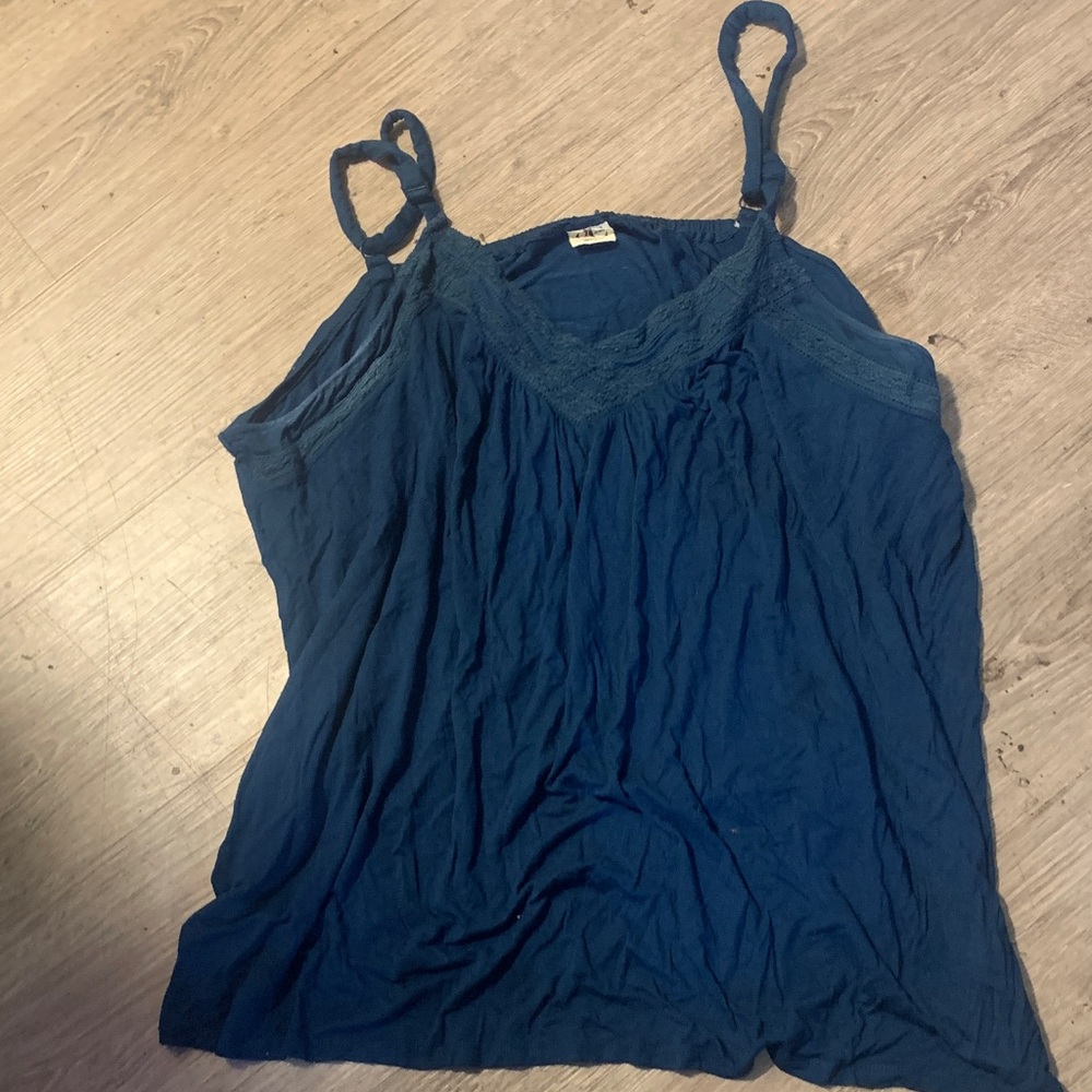 Women's Blue Lace Trim Top